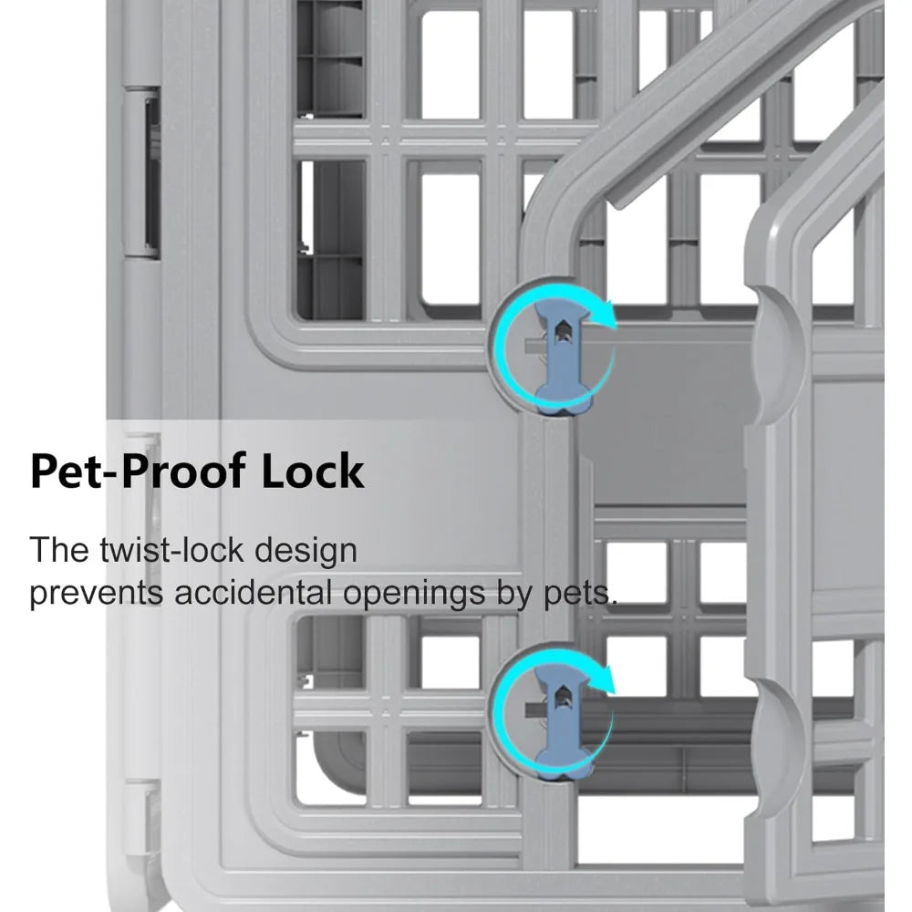24" Height 4 Panel Dog Playpen with Door,Thickened Material,Resin Dog Play Pen for Small and Medium Dogs,Portable