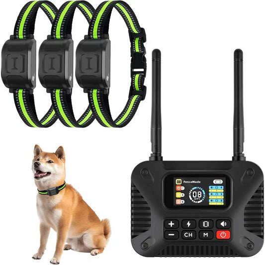 Portable 2.4GHz Wireless Dog Fence System with Waterproof, Rechargeable Collar and 3 Dog Training Collars