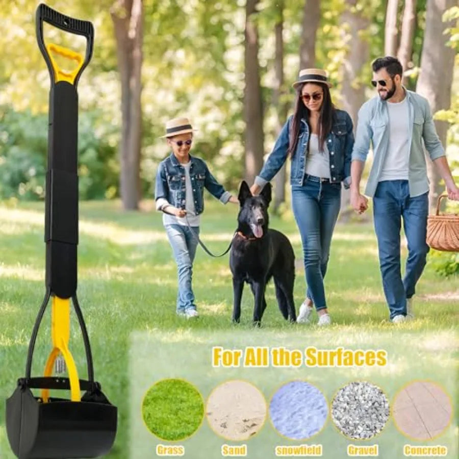 2-Pack Heavy Duty Poop Scooper for Large Small Dogs 32 Long Handle Yard Grass Gravel Dog Poop Grabber with High Strength Materi