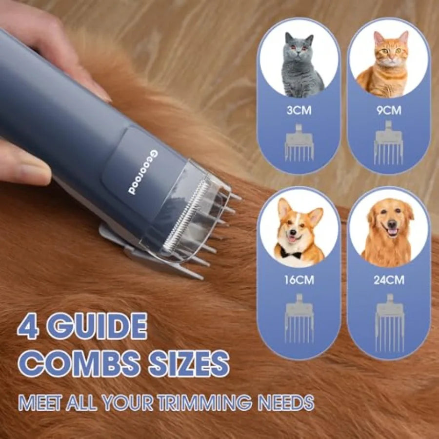 7 in 1 Dog Grooming Vacuum and Dryer Kit with Clippers for Pet Hair Shedding Brush Remover Tools at Home Blue Grey