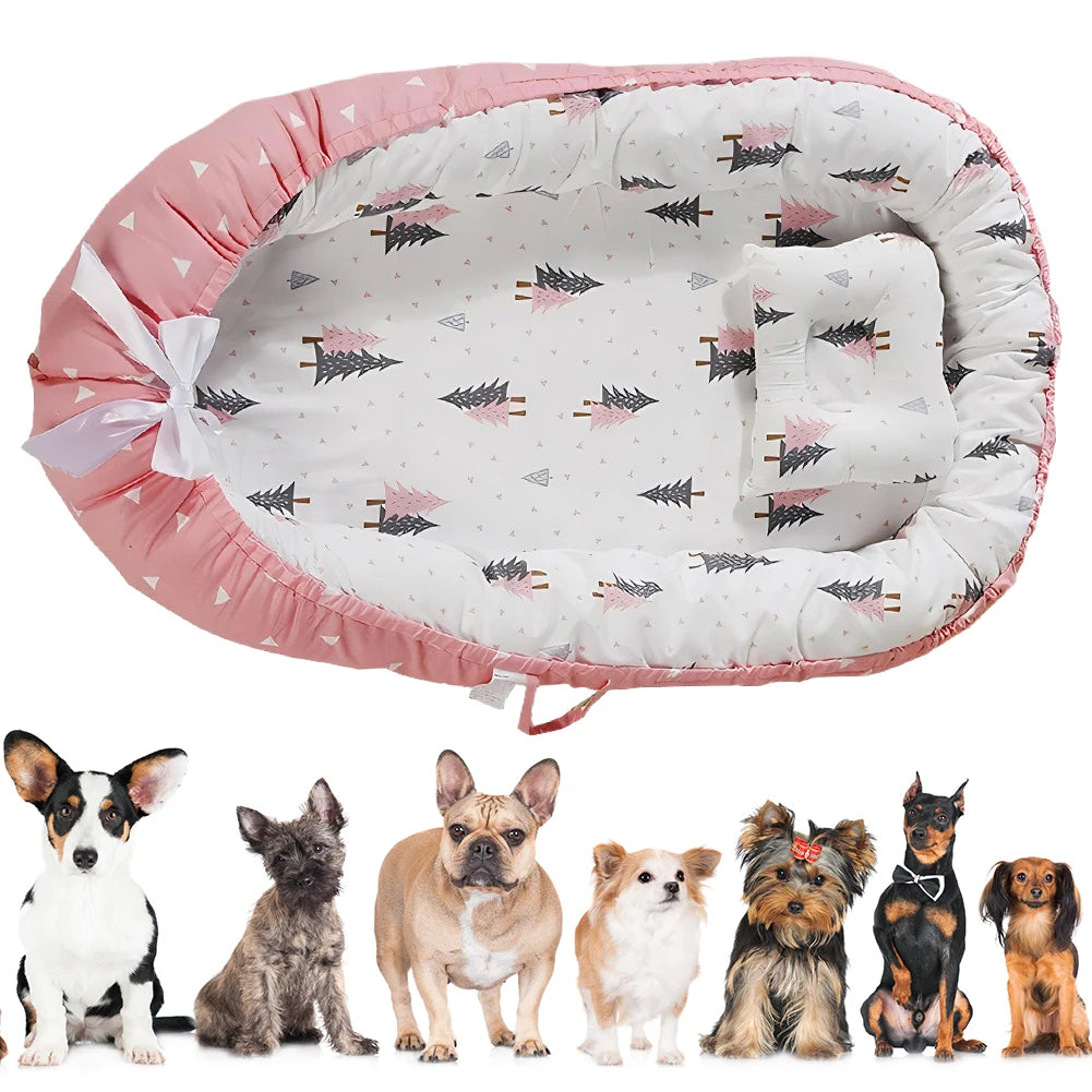 Thickening Dog Sofa Bed Washable Plush Kennel Removable Cat Dog Mat with Pillow Comfortable Soft Cloth Dog Kennel