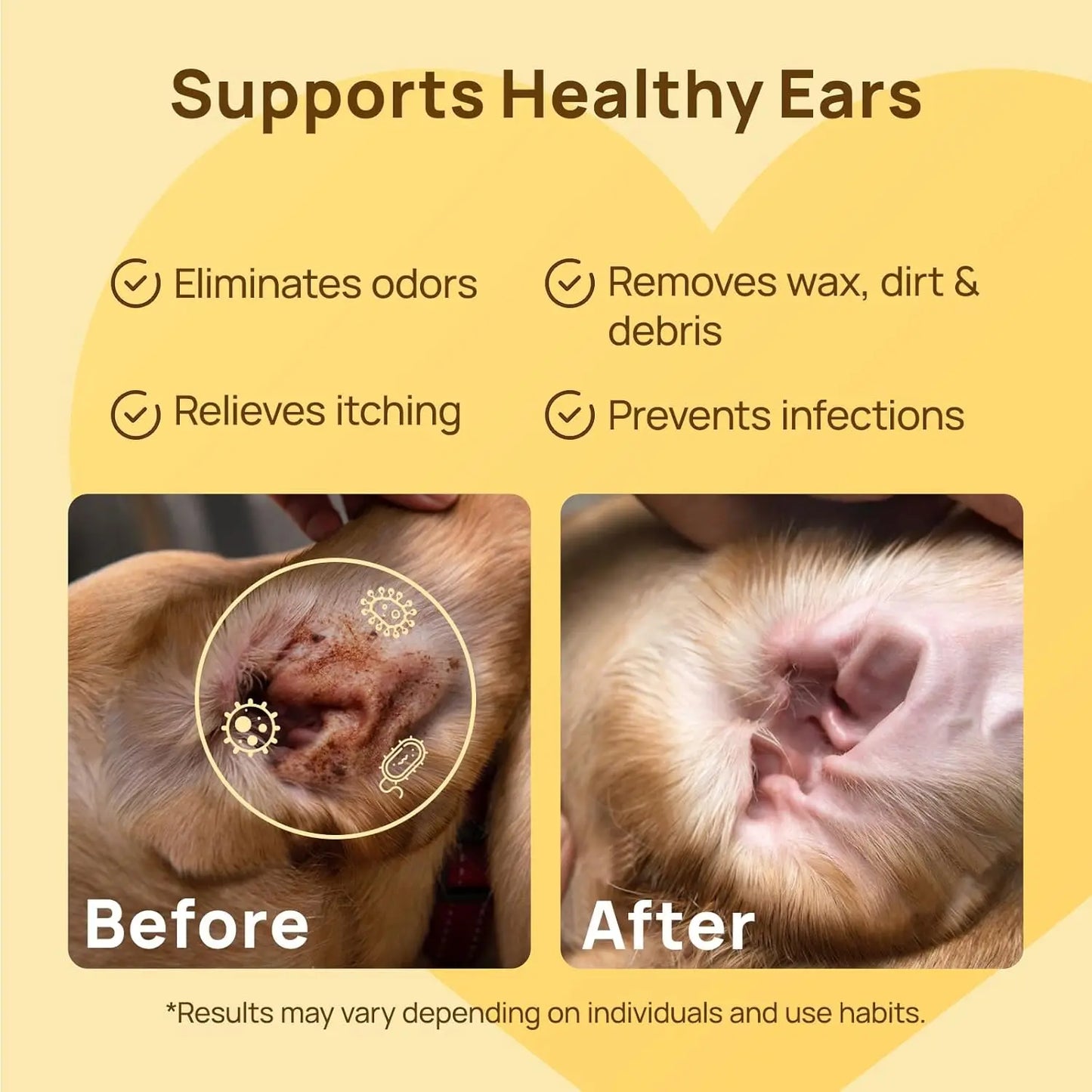 Pet Ear Cleaner Finger Wipes for Dogs & Cats, Vet-Recommended, Relief Itching & Inflammation, 50ct (Coconut Scent)