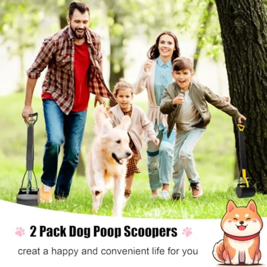 2-Pack Heavy Duty Poop Scooper for Large Small Dogs 32 Long Handle Yard Grass Gravel Dog Poop Grabber with High Strength Materi
