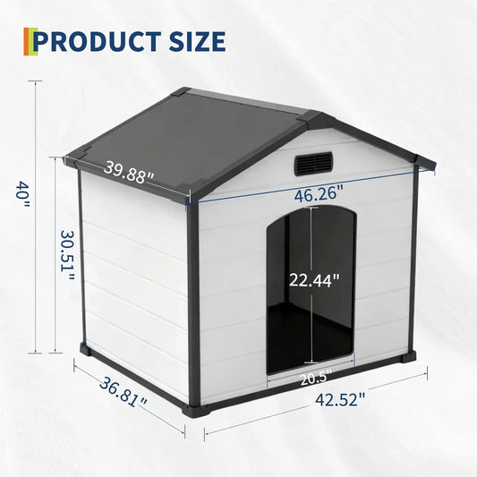Large Dog House,Indoor Outdoor Waterproof Kennel with Removable Roof,Elevated Floor & Air Vents,for Small Medium Large XL Dogs
