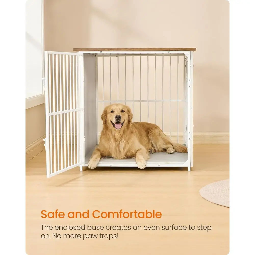 Wooden Dog Crate urniture, 48 Inches Heavy-Duty Kennel or Dogs up to 110 lb, with Double Doand Enclosed Wood Base, ern Pet Cage