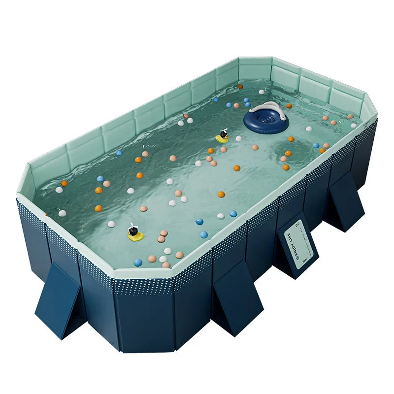 3M Large Foldable Swimming Pool Portable Non-Inflatable Outdoor Pools for Family Kids Adults Pets Water Play Thickened Wear-Resistant Outdoor Party Non-Inflatable Water Games for Kids, Adults, Dogs-Outdoor Backyard Use