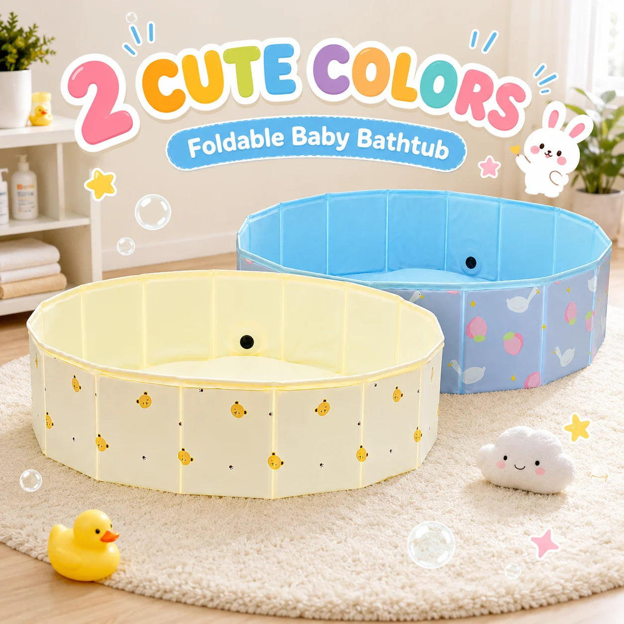 Foldable Dog Pool, Portable Pet Swimming Pool, CollapsiblePVC Waterproof Dog Bathtub for Dogs Cats with Drain Plug OutdoorSummer