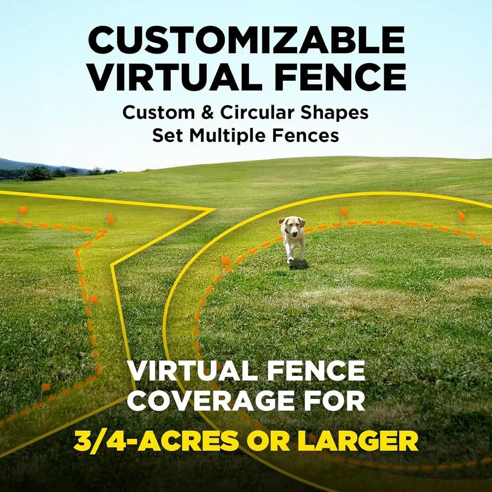 Wireless Dog Fence with GPS, No Monthly Fees, Customizable Boundary, Waterproof Collar for Dogs Over 15 Lbs