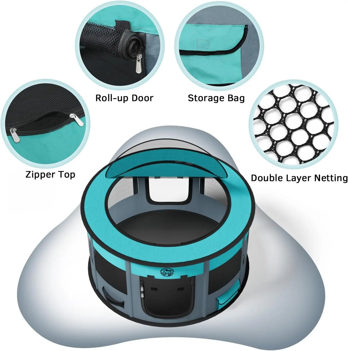 Dog Playpen Puppy Play Pen Indoors Pet Crate Small Dog Cage Portable Foldable Cat Kennel with Carrying Case