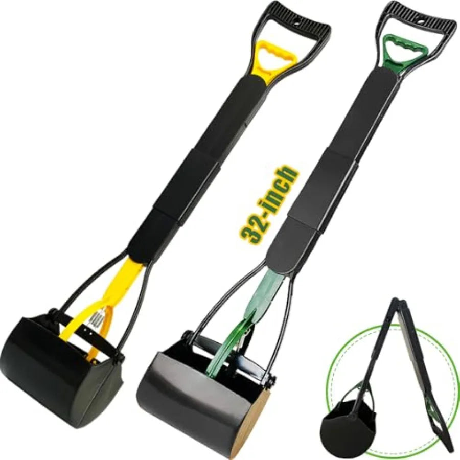 2-Pack Heavy Duty Poop Scooper for Large Small Dogs 32 Long Handle Yard Grass Gravel Dog Poop Grabber with High Strength Materi
