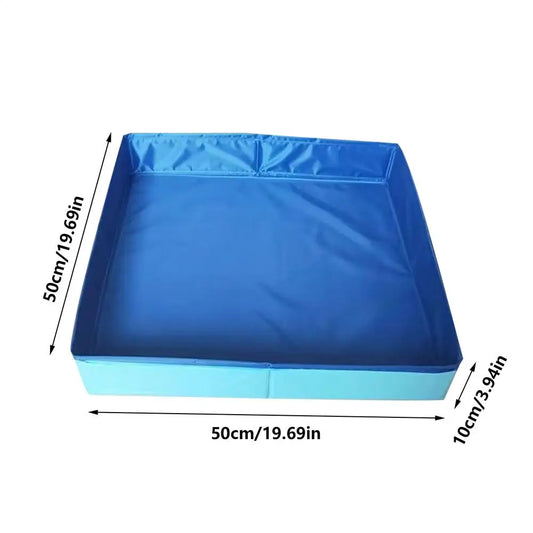Summer Foldable Pet Blue Square Bath Tub Dog Cat Bath Pool Portable Indoor Outdoor Bathing Container