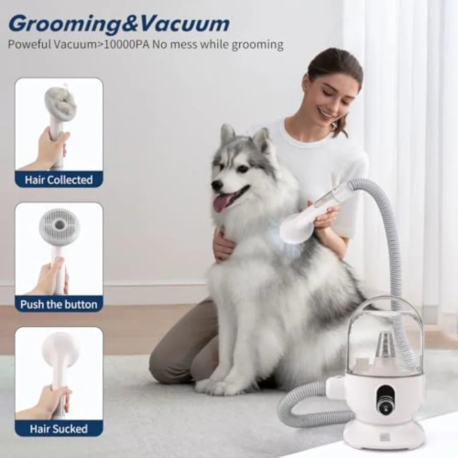 Pet Groomer 5 in 1 Dog Hair Vacuum Grooming Kit 99 Pet Hair Removal 2L Dust Cup Low Noise Grey