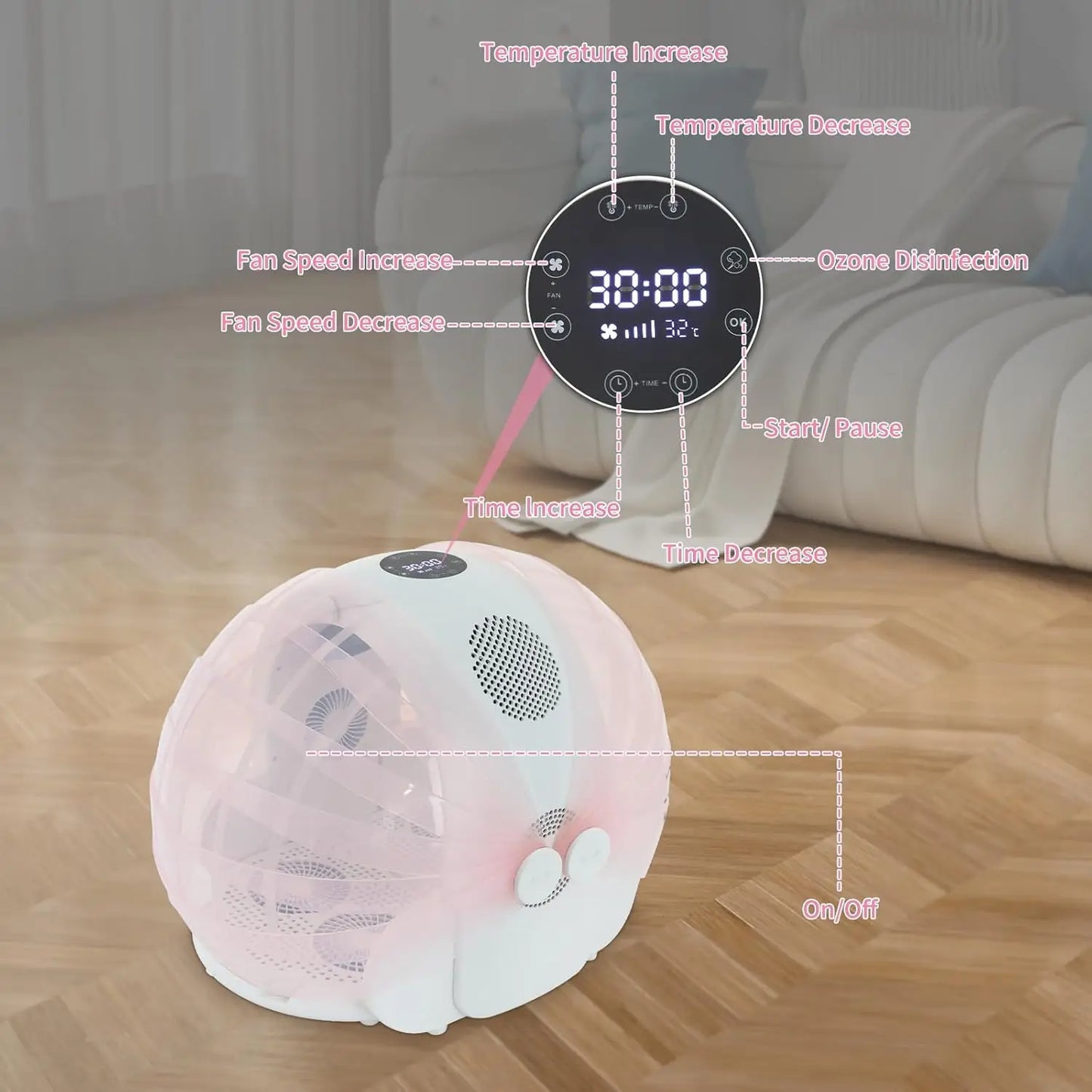 Foldable Pet Dryer Box Automatic 360° Quiet 4-Speed 8-Fan Hair Blow for Small Dog Cat, Custom