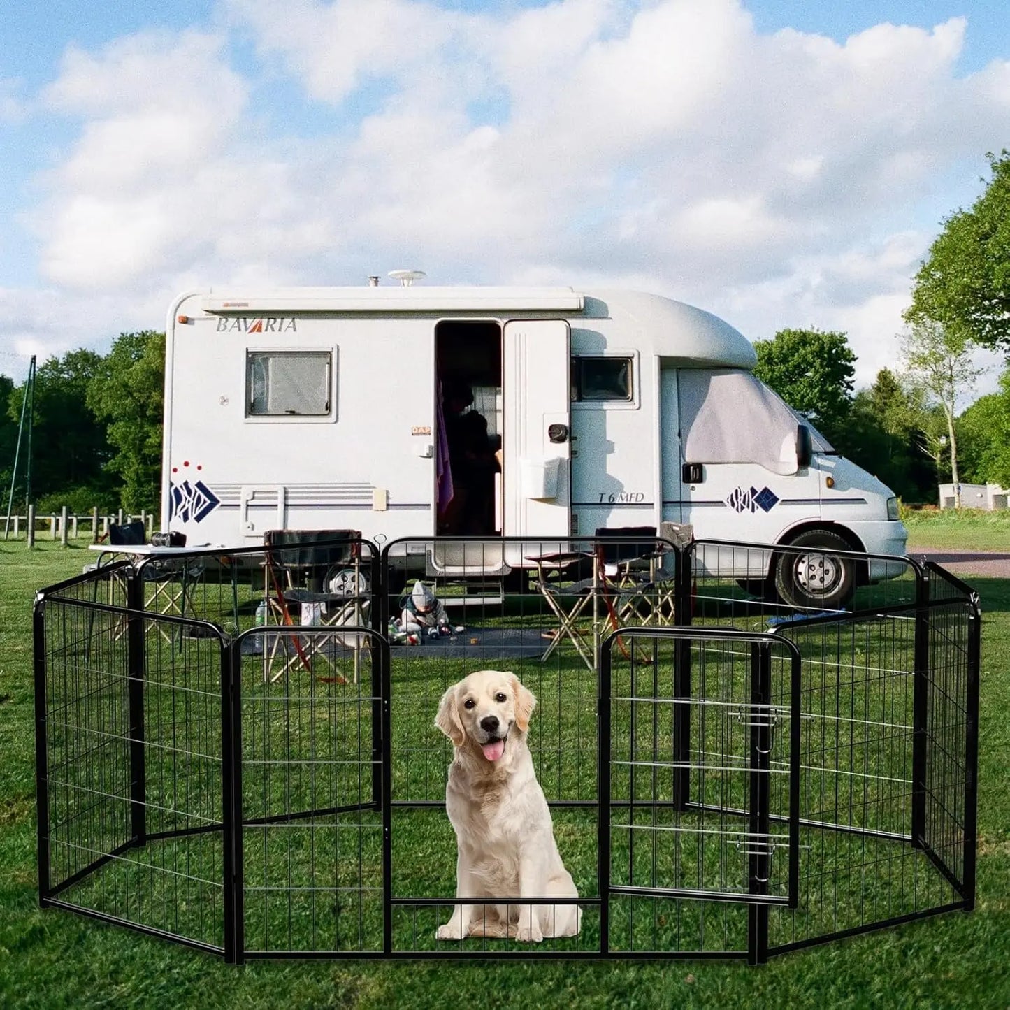 Foldable Heavy Duty Metal Dog Playpen with 8 Panels, 40" Height for Indoor Outdoor Yard Exercise Puppy Fence