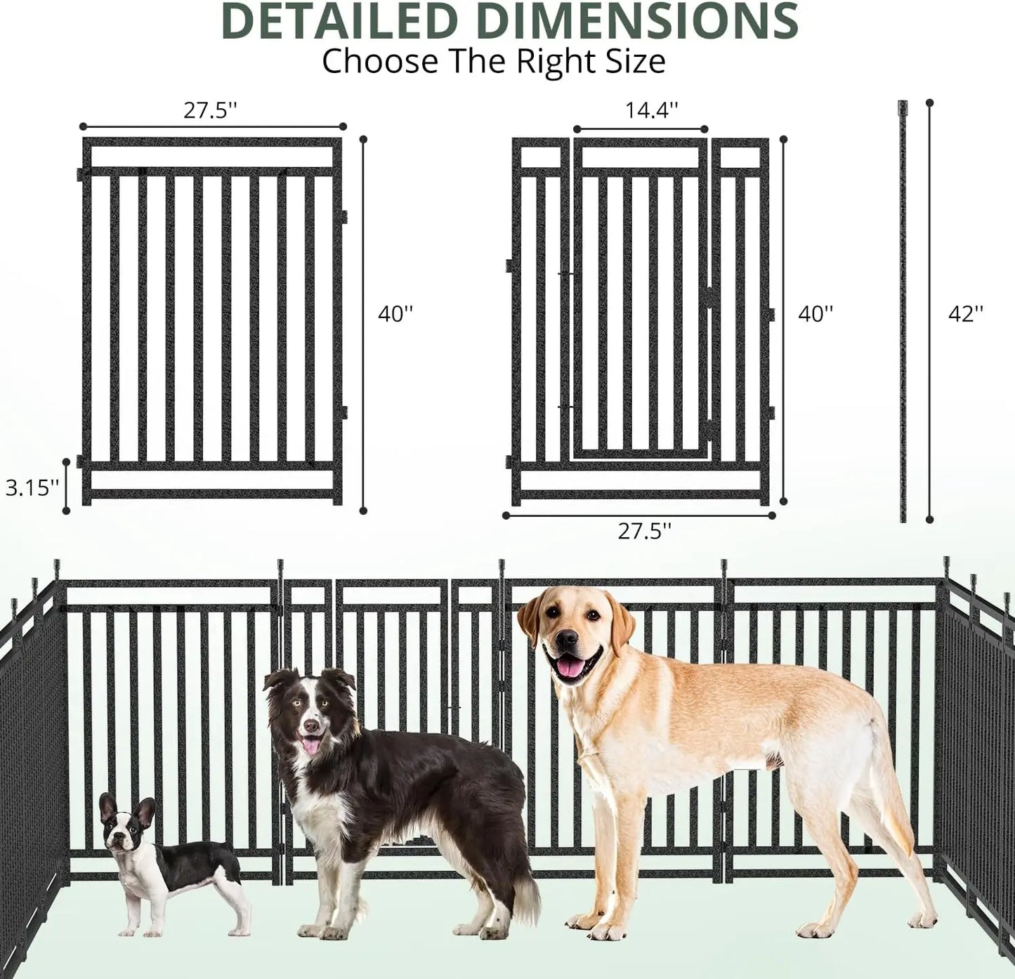 Outdoor Dog Pen (for use in the yard) Indoor Dog Playpen (movable) 40 inches high 16 bars Black - Silver