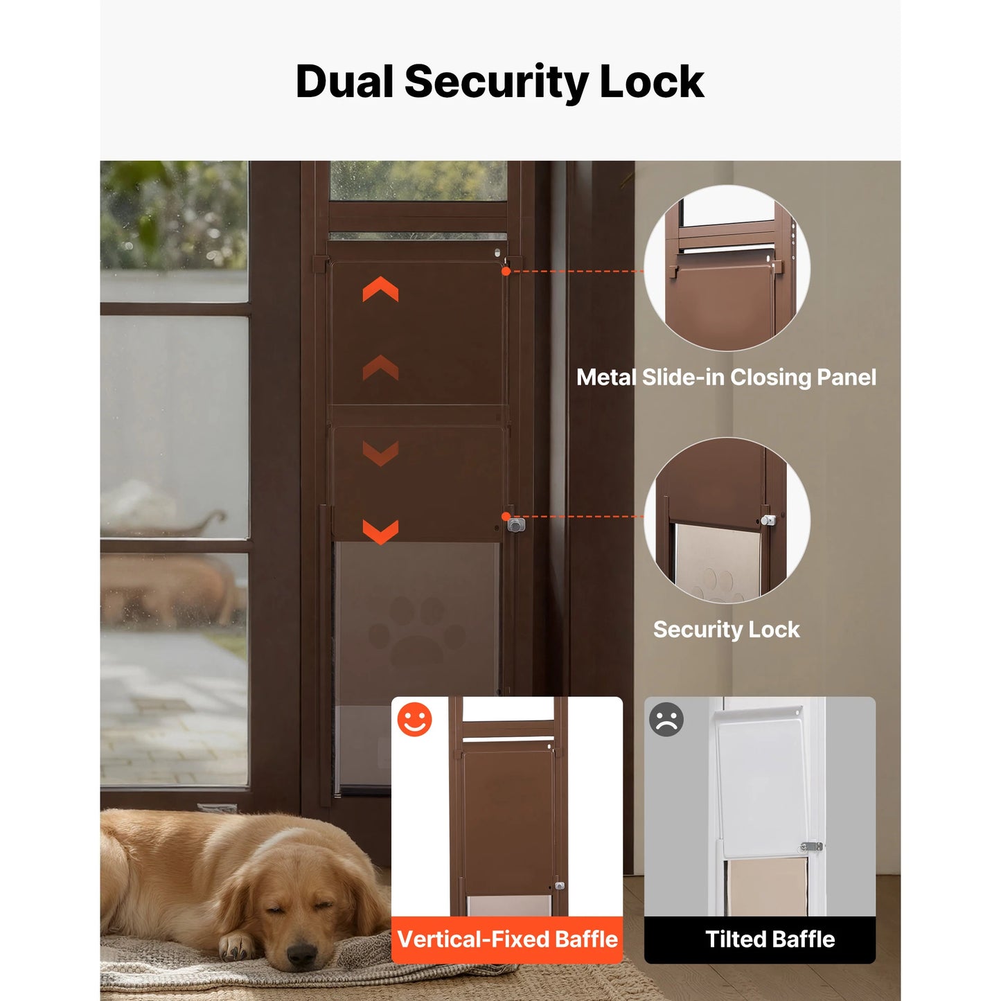 SucceBuy Dog Door for Sliding Glass Door Aluminum Alloy Frame with Rotating Hinges Lock Design Sliding Glass Pet Door for Renter