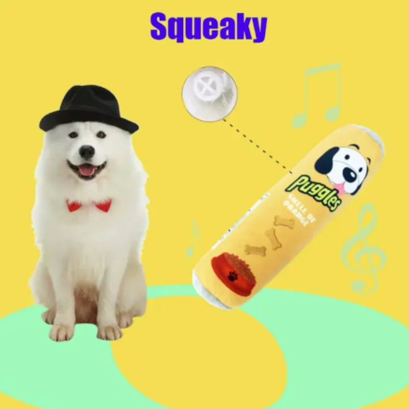 Beer Bottle Shaped Plush Dog Chew Toy Squeaky Interactive Bite-Resistant Playing Supplies for Small to Large Dogs Teeth Cleaning