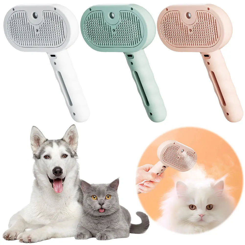 3 in 1 Cat Steam Brush with Release Button Cat Grooming Brush Rechargeable Cat Hair Brush Cat Brush for Cats Dogs Small Animals
